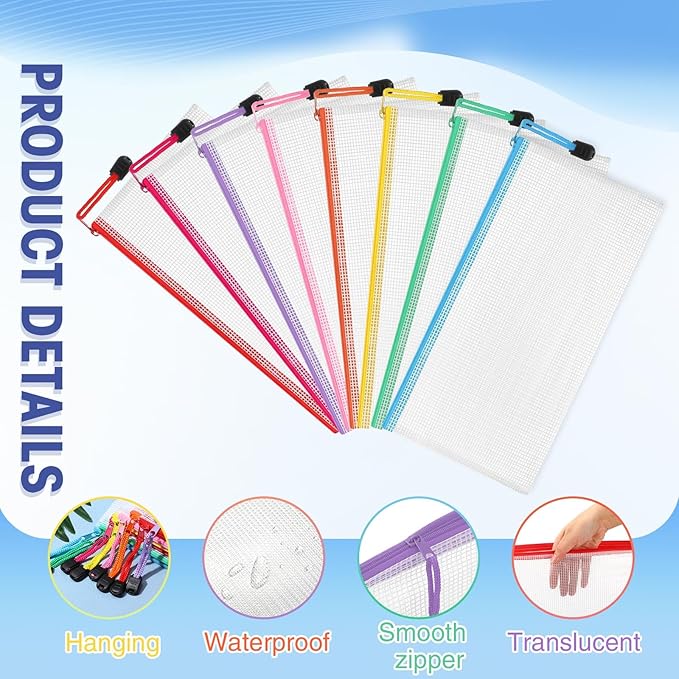Jetec 32 Pcs Mesh Zipper Bags Toy Storage Bikini Organizer Bag Bolsas Para Guardar Trajes De Bano Waterproof Zipper Reusable Pouch Puzzle Multipurpose for Storage Office(Stylish Color,9.5 x 4.5 Inch)