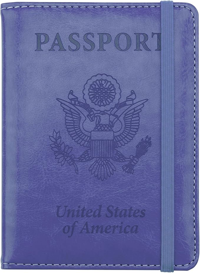 Passport Holder, Passport Cover, Passport Holder for Travel, Pen Holder with Vaccine Card Slot Passport Wallet for Women, Waterproof Traveling Must Haves Document Organizer Passport Case, Dark Purple