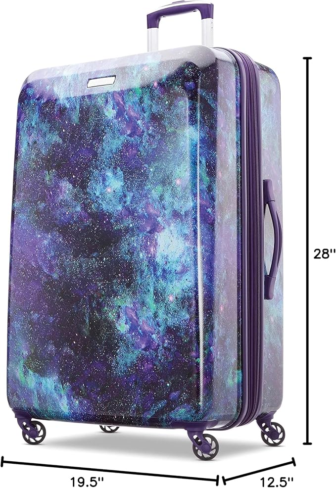 American Tourister Moonlight Hardside Expandable Luggage with Spinner Wheels, Cosmos, Checked-Large 28-Inch