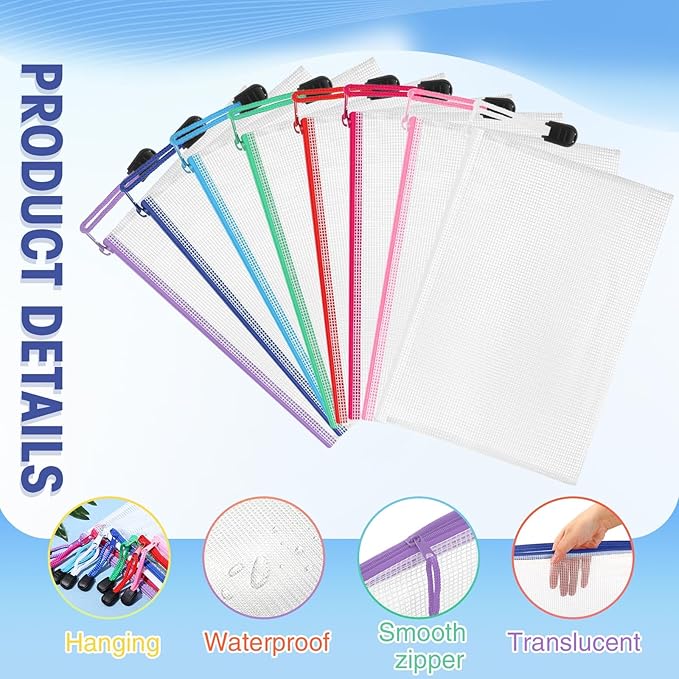 Jetec 32 Pcs Mesh Zipper Bags Toy Storage Bikini Organizer Bag Bolsas Para Guardar Trajes De Bano Waterproof Zipper Reusable Pouch Puzzle Multipurpose for Storage Office(Classic Color,9 x 7 Inch)
