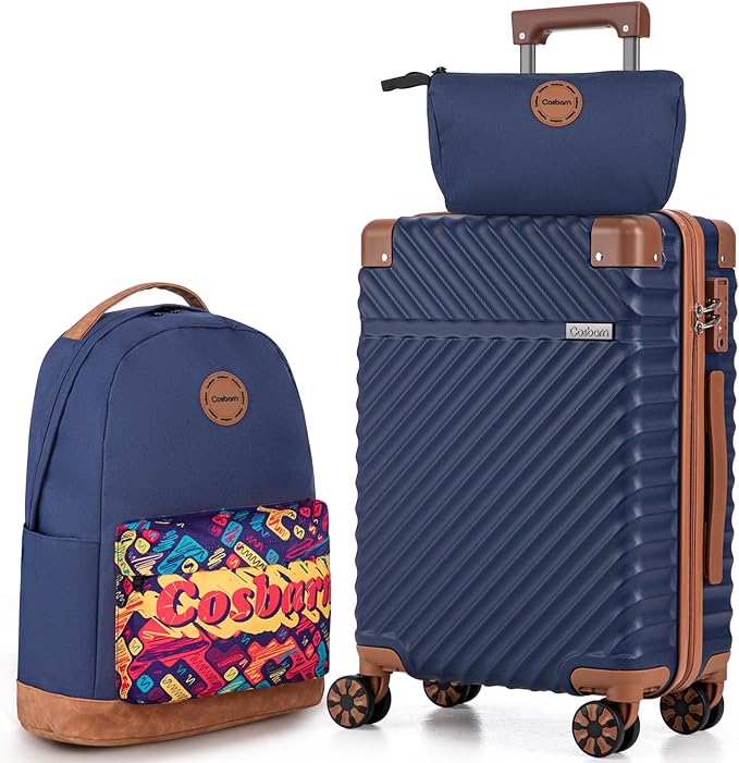 Carry On Luggage 22x14x9 Airline Approved, Hardside 20 Inch Carry on Suitcases with Wheels, Hard Shell ABS Lightweight Carry on Luggage Set, Travel Suitcase Set with TSA Lock, DarkBlue