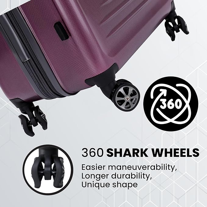 Spyder Rails 25 Inch Expandable Hardside Checked Suitcase with 360° Spinner Wheels, TSA Approved Lock