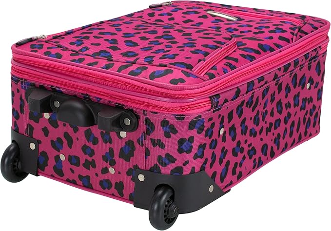 Rockland Fashion Softside Upright Luggage Set, Magenta Leopard, 2-Piece (14/19)