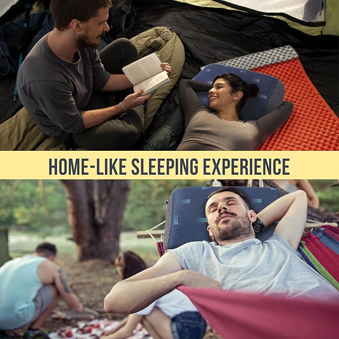 TREKOLOGY ALUFT Pro Inflatable Camping Pillow with Removable Foam-Padded Case - Camp Pillow for Camping & Hiking, Backpacking, Airplane, and Travel - Add to Your Outdoor Backpacking Gear Essentials