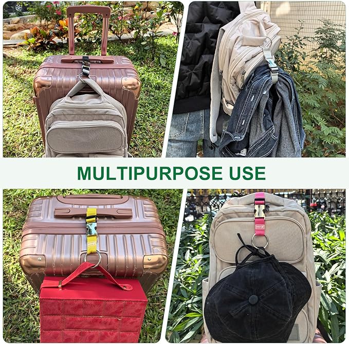 M METERXITY 1-Pack Add A Bag Luggage Strap, Adjustable Suitcase Belt for Connecting Luggage/Backpack/Jacket, Carry Strap with Ring Buckle [Black]