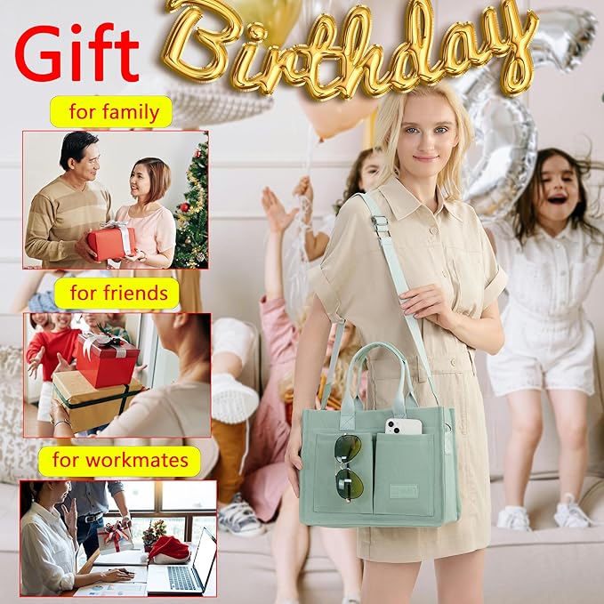 ZHMO Canvas Tote Bag for Women,Women's Bags Crossbody Bags Work Laptop Tote Bag Large Handbags Purse for Travel Nurse Teacher