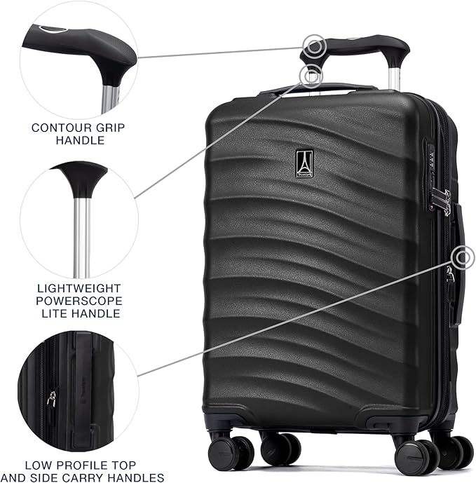 Travelpro Maxlite Air V2 Hardside Expandable Carry on Luggage, 8 Spinner Wheels, Lightweight Hard Shell Suitcase, TSA lock, Black, Compact Carry On 19-Inch