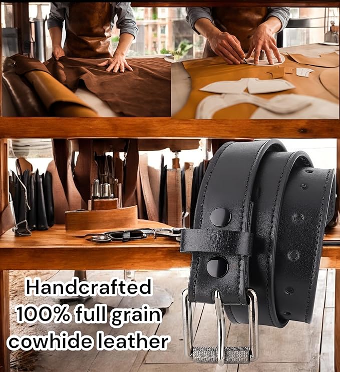 F&L CLASSIC Men’s Money Full Grain leather Belt, Hidden zipper Pocket, USA