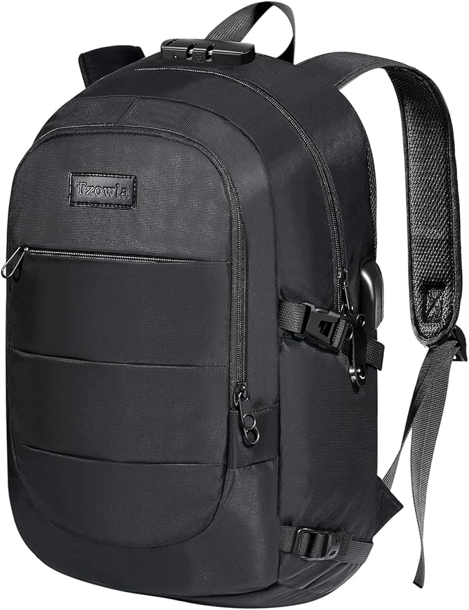 Tzowla 35 Liter Anti Theft Backpack with Giant Tumbler Holder Pocket and Lock,15.6 Inch Laptop Backpack