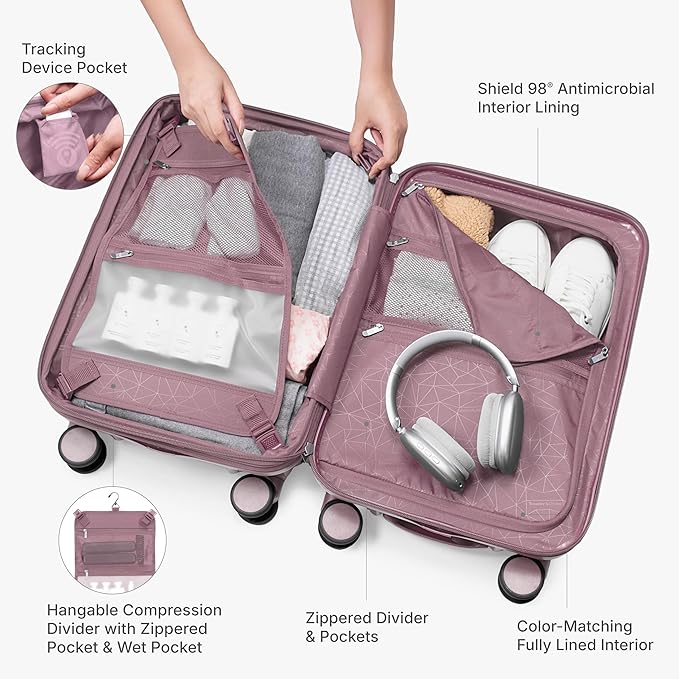 Traveler's Choice Edinburgh II Hardside Spinner Luggage, TSA Lock, Pink, 29" Large