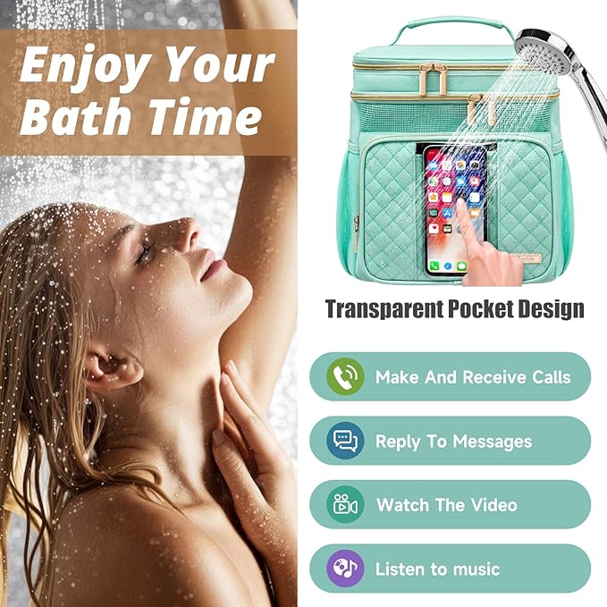 Large Toiletry Bag for Women Men,Bathroom Bag,Water Resistant Shower Bag,Makeup Bag,Portable Shower Caddy for College Dorm,Hanging Travel Toiletry Bag with Transparent Waterproof Phone Pocket