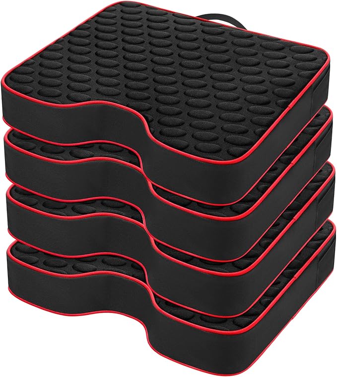 Stadium Seat Cushions - Portable Bleacher Cushions with 2.5" Extra Thick High-Density Foam and Massage Dots, Fashion Outdoor Seat Cushions for Sports Events, Travel, Camping, Chairs - 4 Pack