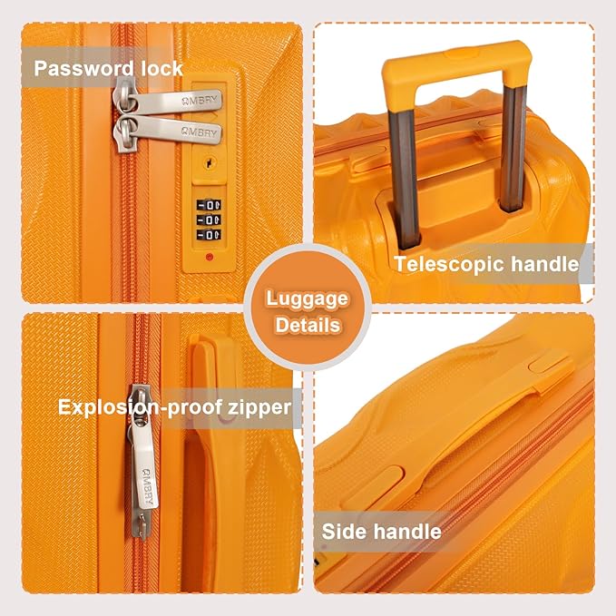 luggage sets 3 piece, 3 piece luggage sets with spinner wheels Hardside Lightweight Luggage 20in 24in 28in. (orange)