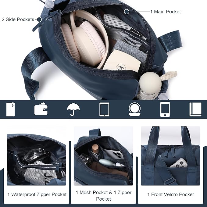 Small Gym Bag for Women, Mini Crossbody Gym Duffle Bag with Wet Compartment, Carry on Gym Tote Bag for Workout Dance Sport Travel (Mini-Blue)