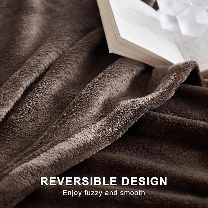 Hansleep Fleece Brown Twin Blanket, Super Soft Flannel Fuzzy Plush Cozy Blanket for All Seasons, Brown, Twin 60x80 Inches