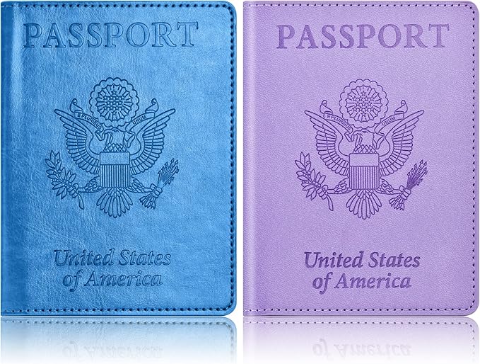 Eoehro Passport Holder for Travel Essentials-2Pack, Passport Wallet Cover Case for Travel Must Haves Accessories,Passport Book Holders for Women and Men