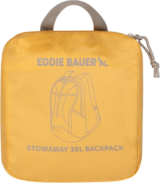 Eddie Bauer Stowaway Packable Backpack | Travel | Outdoor | Lightweight | Foldable | Durable | Ripstop Polyester | 30L - Field Gold