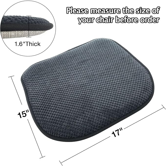 Grey Foam Seat Cushions Kitchen Chairs Pads for Dining Chairs Non Slip Patio Seat Cushions Set of 4 Washable U Shaped Soft Thick Large Metal Wooden Chair Cushions,17" x 15"