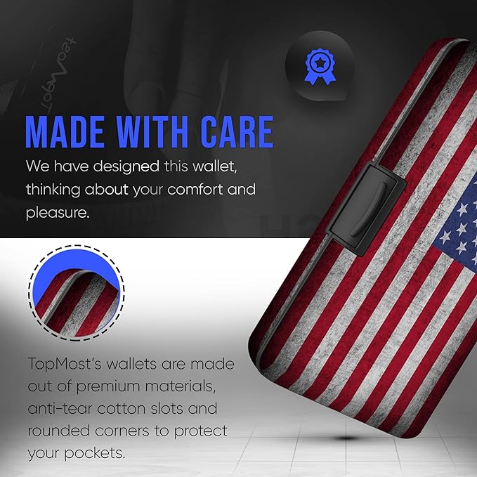 TopMost Aluminum Wallet, Card Case Wallet, Metal RFID Credit Card Holder for Men & Women, 6 Cotton Slots for 10-12 Cards And Bills, Rfd Protective