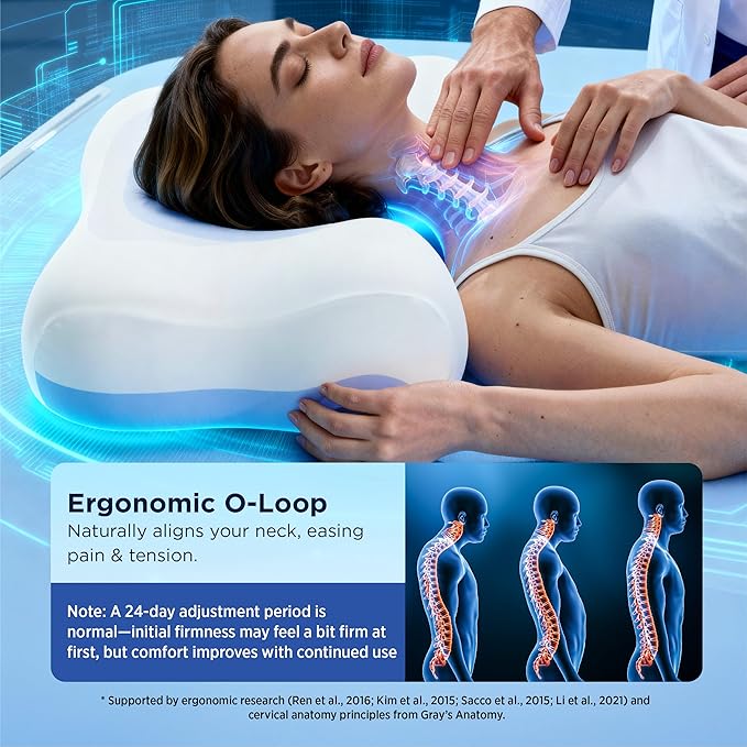 Bedsure Cervical Neck Pillow - Ergonomic Memory Foam Pillows for Side & Back Sleepers, Orthopedic Shape Gently Supports Head & Neck, Shoulder Pain Relief for Deeper Sleep Cloud Pillow