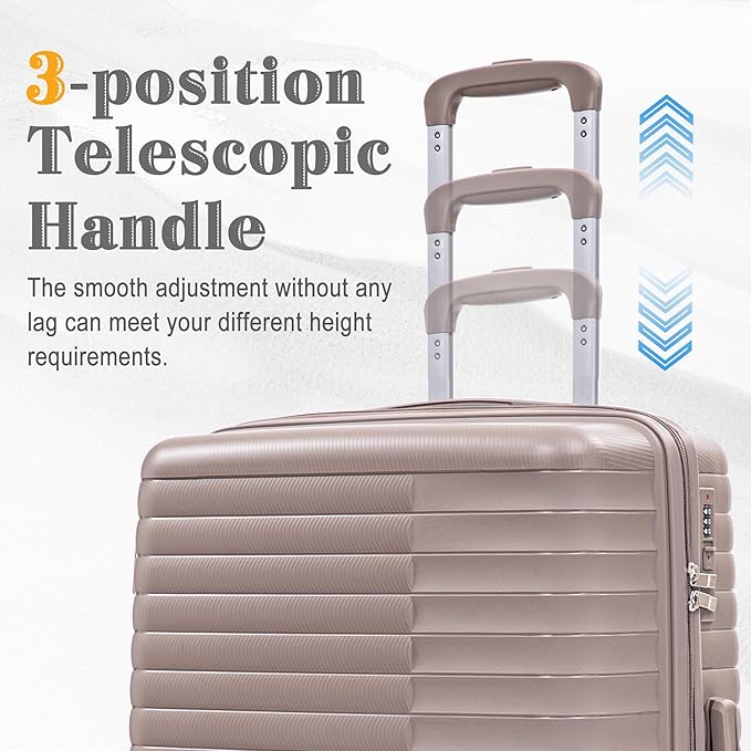 Hardside 4 Luggage Sets, Lightweight Wave Suitcase with Spinner Wheel