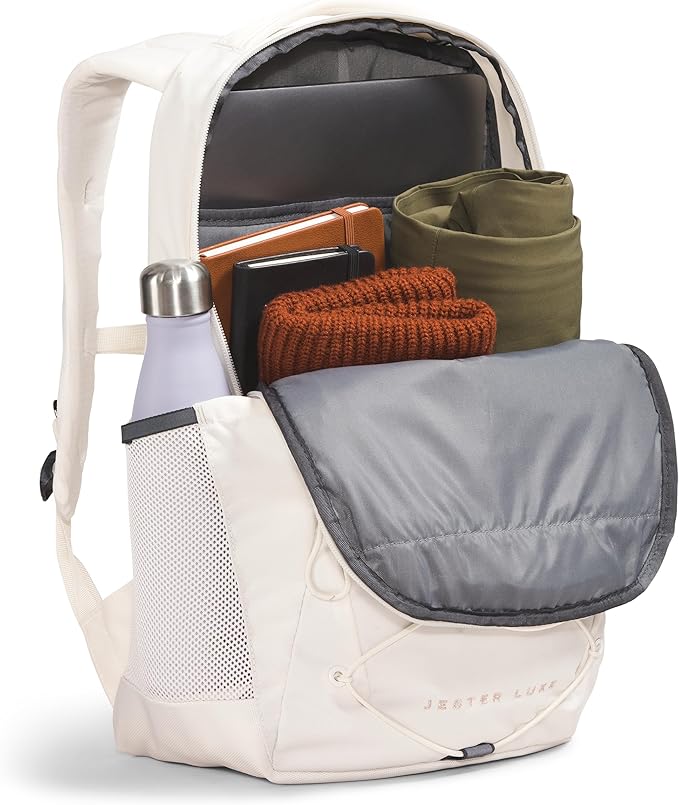 THE NORTH FACE Women's Jester Luxe Everyday Laptop Backpack, Gardenia White/Burnt Coral Metallic, One Size