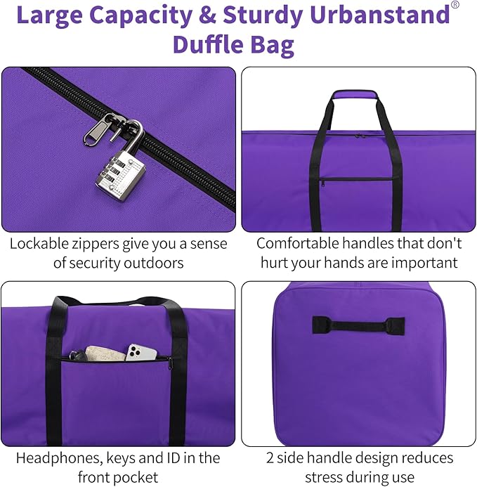 Urbanstand 48 Inch Travel Duffle Bag Extra Large Sport Equipment Duffel Bags with 2-way Lockable Zippers (Purple 2Pack)