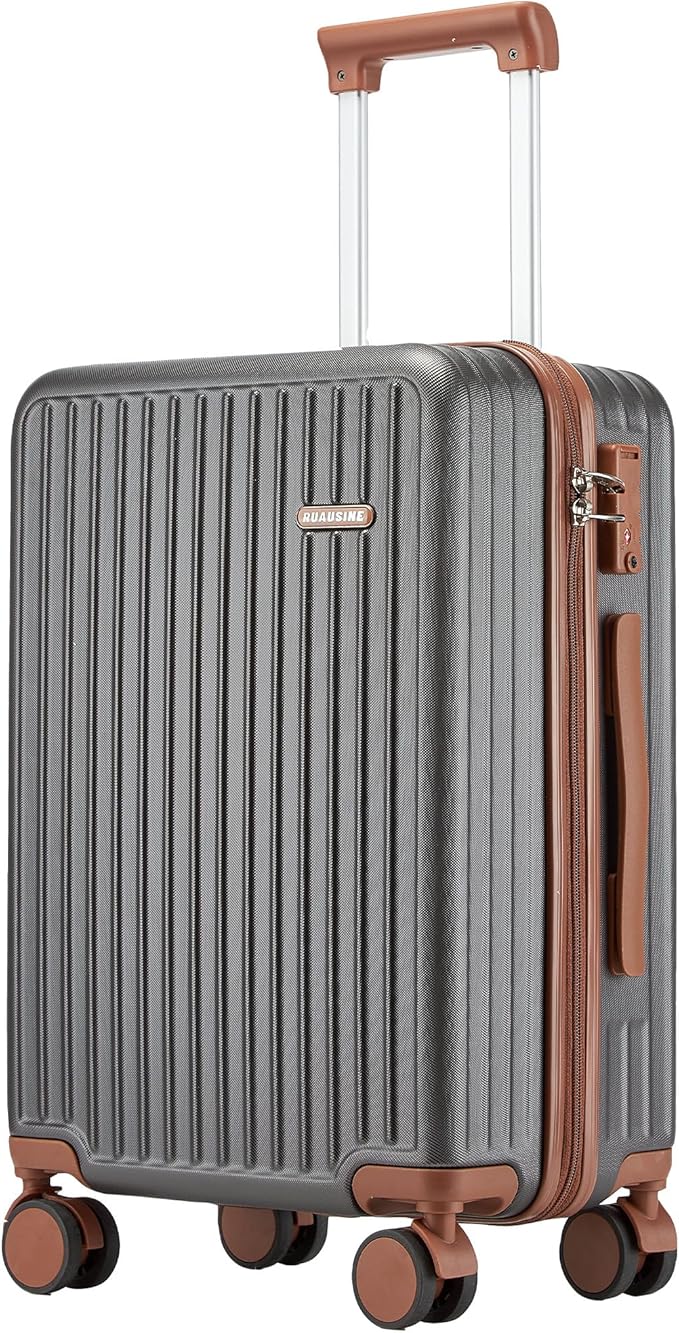 Carry on Luggage Airline Approved, Hardside Carry-on Suitcase with Spinner Wheels, Hard Shell Lightweight Small Travel Luggage with TSA Lock (Grey)