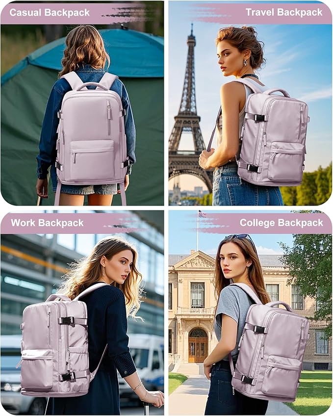 VGCUB Carry on Travel Backpack for Women Men Large Laptop Gym Work Frontier Airlines Personal Item Bag Business Airport Lightweight Backpack Flight Approved Mochilas de Viaje,Pink