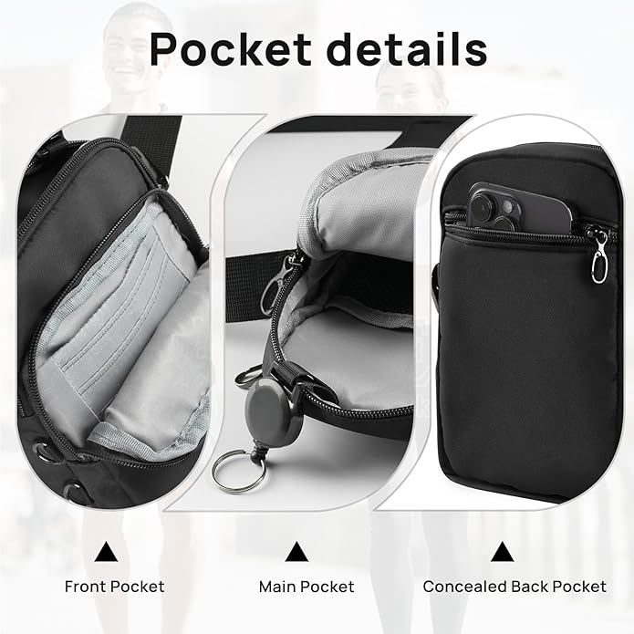 VADOO Sling Bag for Men Women, Anti Theft Crossbody Bag with Zipper Lock, RFID Blocking & Waterproof for Travel Casual