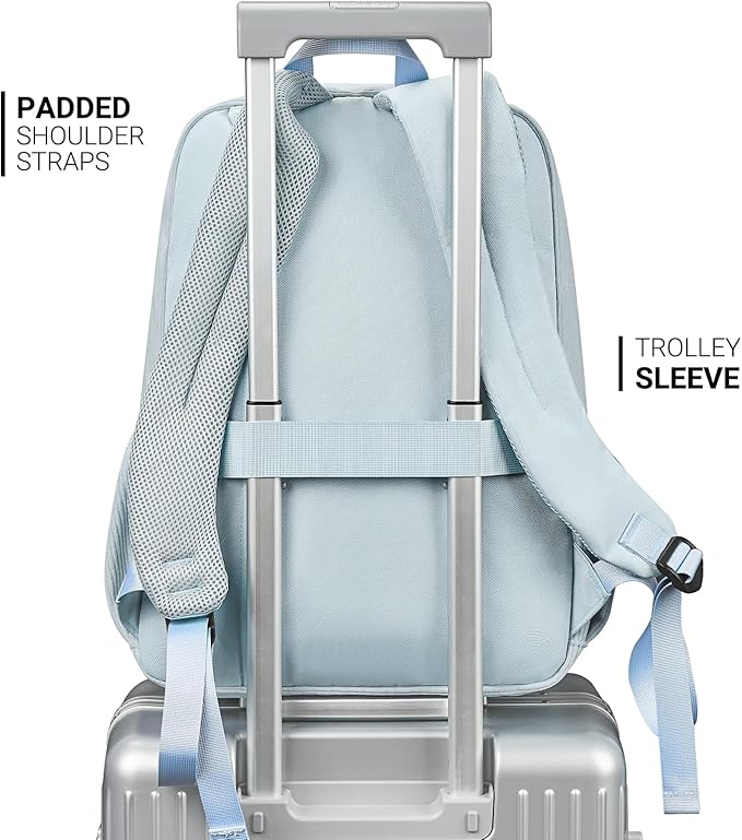 ZORFIN 26L Backpack for College, and Travel: Corduroy Bookbag - Sky Blue