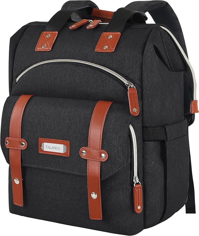 FALANKO Laptop Backpack for women, Doctor Teacher Work RFID Anti Theft Laptops Backpack, Wide Open College Travel 15.6 Inch Computer Bag for Men Women