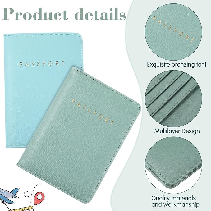 2 Pcs Passport Cover Holder for Travel Waterproof Leather Passport Wallet Case Book Travel Cruise Essentials for Women Men | 2 Pieces, Bridal, Holder, Waterproof, Holder Covers, Travel Wallet