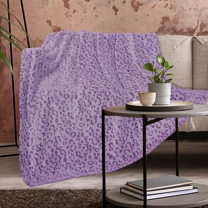 Purple Leopard Print Blanket for Women, Soft Plush Cheetah Throw Blanket, Cozy Fleece Blanket for Bed Couch, Home Decor Bedroom Living Room Decoration, Mothers Day Birthday Gifts for Mom Wife, 60"x80"
