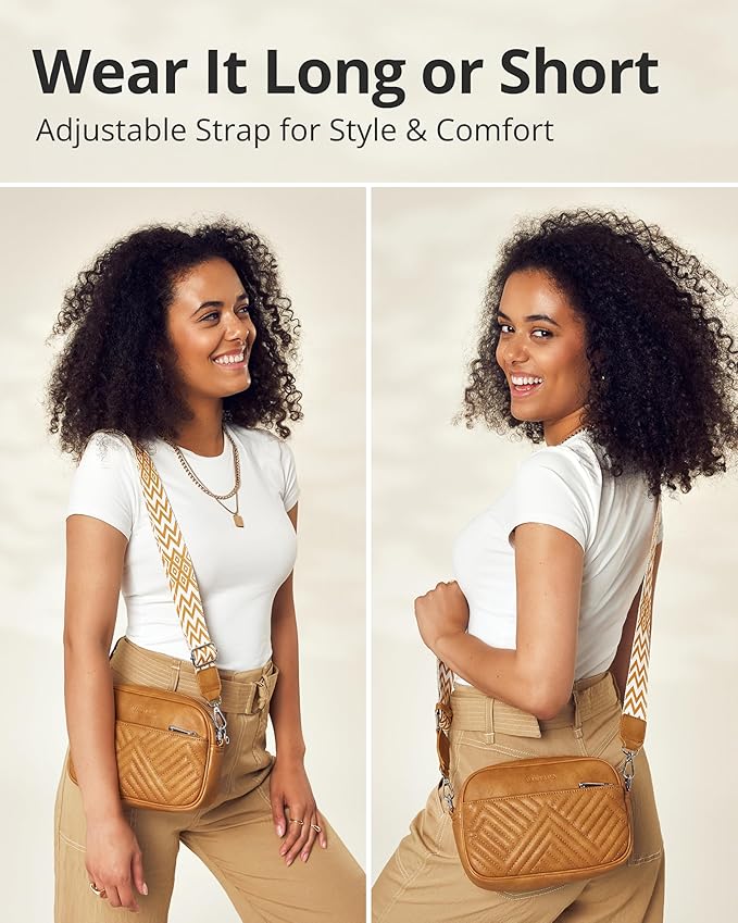 Vantamo Premium Quilted Crossbody Bags for Women with Anti-Pickpocket Clip, Vegan Leather Handbags, Travel Purses for Women