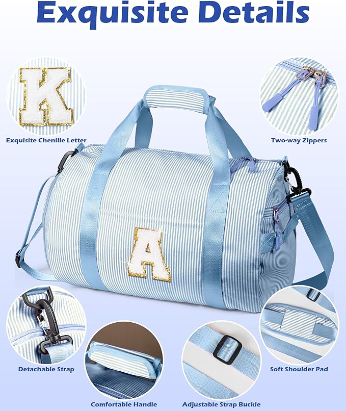 Toddler Birthday Gift, Girls Travel Duffle Bag, Kids Initial Overnight Bags with Shoe Compartment, Customized Weekender Bag with Makeup Pouch, Teen Girl Gifts Trendy Stuff (Letter N)