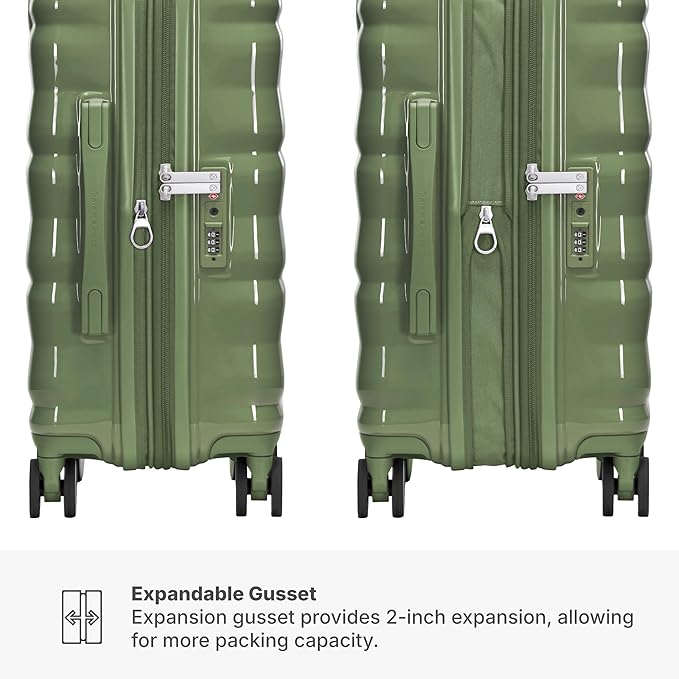 Traveler's Choice Edinburgh II Hardside Spinner Luggage, TSA Lock, Green, 2 Piece Set (21/29)
