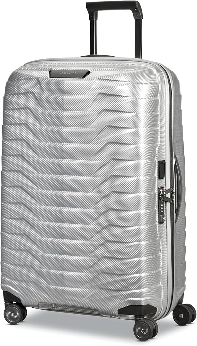 Samsonite Proxis Medium Hardside Luggage with Dual Spinner Wheels - Innovative Roxkin™ Lightweight Shell With Ultimate Durability- Includes TSA Lock, Ergonomic Telescoping Handle - Silver