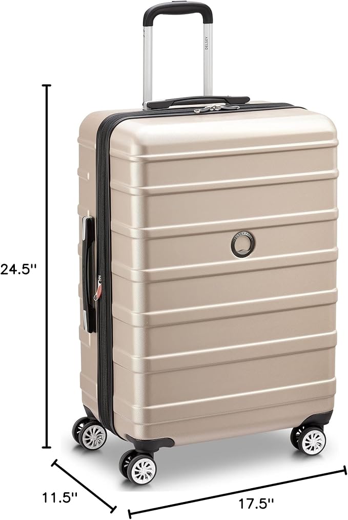 DELSEY PARIS Margot Hardside Luggage, Dual Wheel Spinners for Smooth Travel, Expandable with Spacious & Organizable compartments, Men and Women, Gold, Medium Check-In 24-Inch