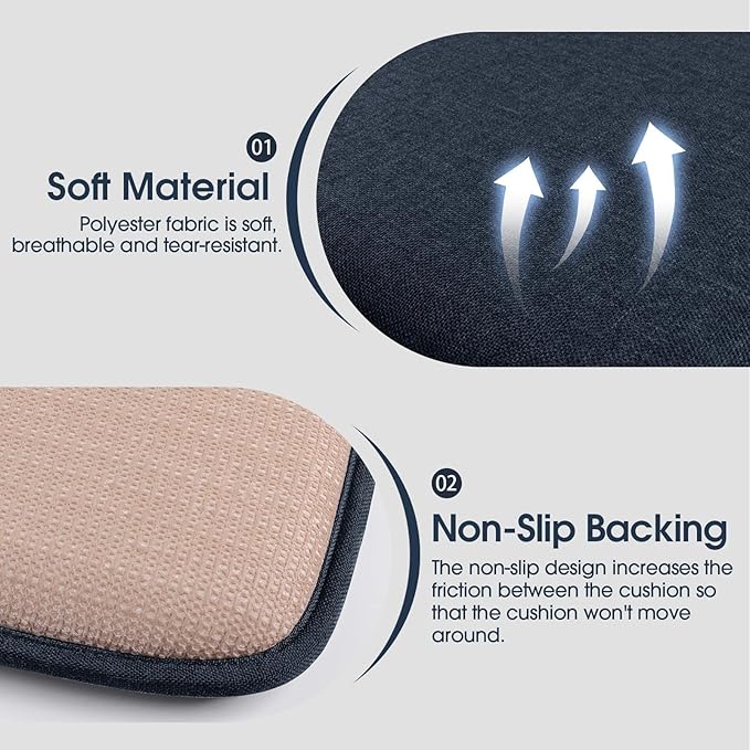 TushGuard Chair Cushions for Dining Chairs Set of 4, Soft Seat Cushions for Kitchen Chairs, Non-Slip Bottom with Ties, Comfortable Everyday Chair Pads, Blue