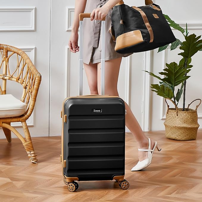 Luggage Sets 3 Piece,Suitcases with Wheels,Carry On Luggage Set,ABS Hard Case Luggage with TSA Lock Spinner Wheels(3 Piece Sets,Pink(20"/DB/TB))