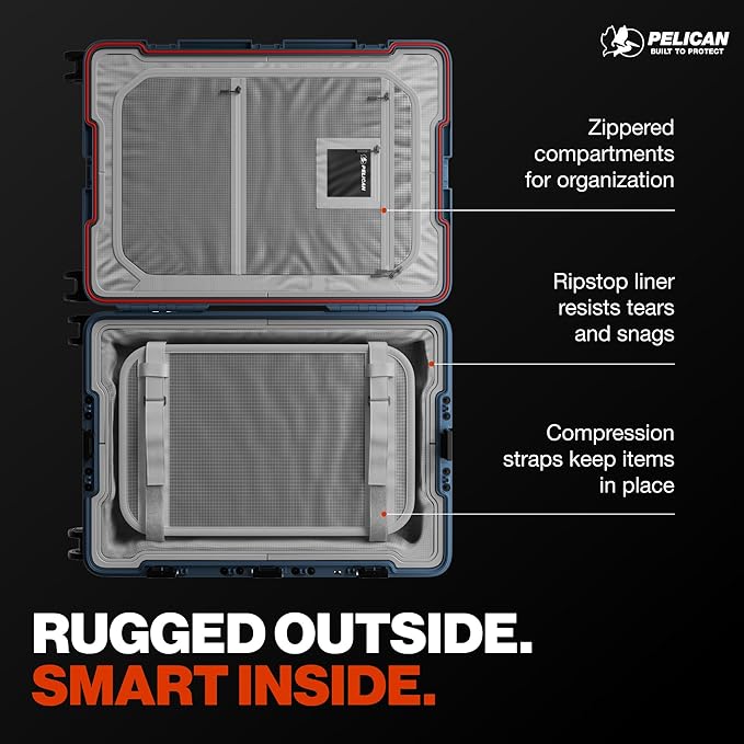 Pelican ATX Luggage Hard Case Luggage with Wheels - Waterproof Hardshell - Medium Size (25 Inch) Check-In Suitcase (Indigo)