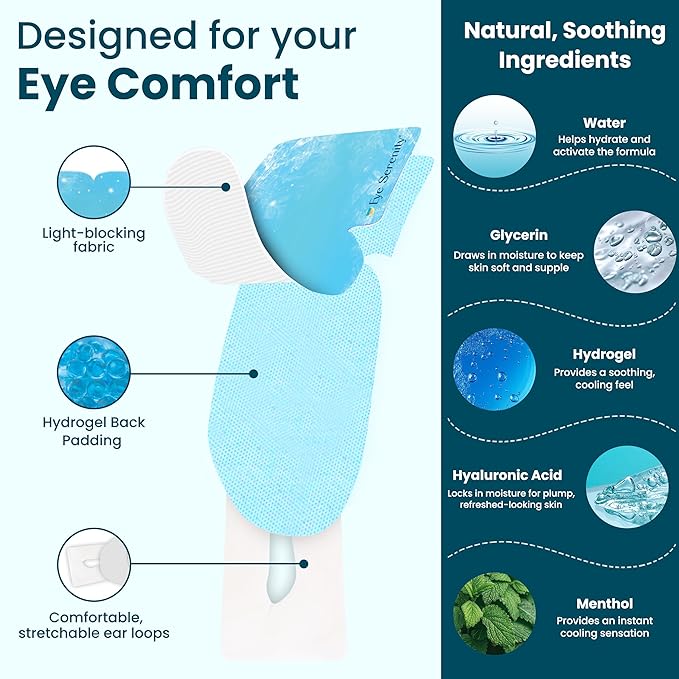 CHILL Self Cooling Eye Mask for Puffy Under-Eyes, Dark Circles, Hyaluronic Acid Long-Lasting Disposable Cold Eye Compress, Easter Basket Stuffers, Spa Relaxation and Self-care Gifts for Women & Men