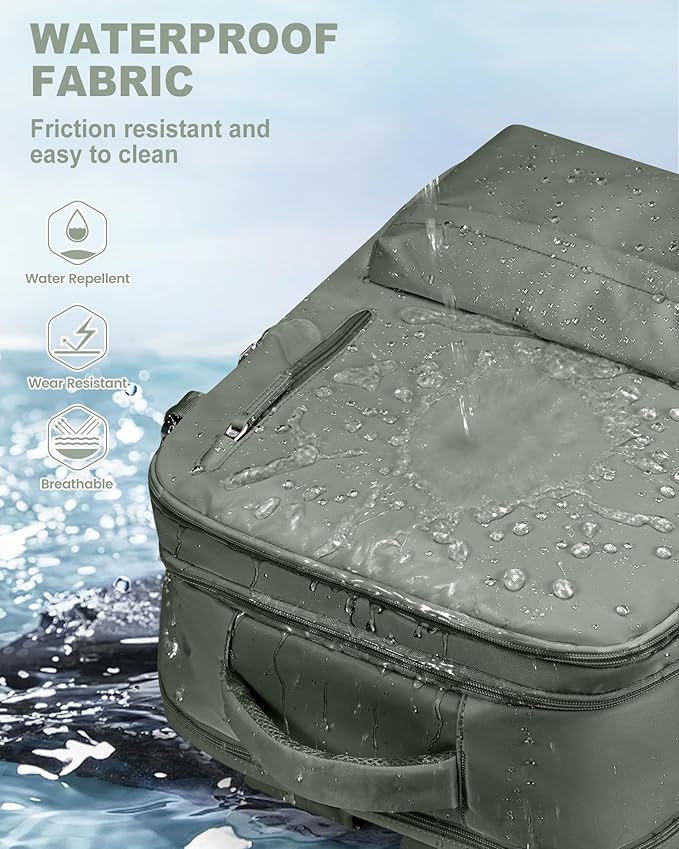 VECAVE Travel Backpack for Women, Airline Flight Approved Carry On Backpacks Waterproof 14 Inch Laptop Backpack with Shoe Compartment Casual Daypack Green