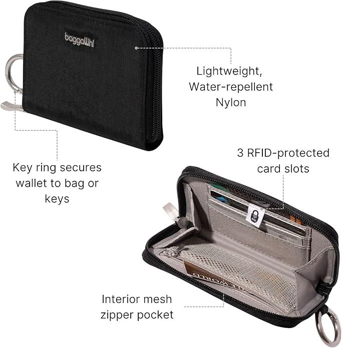 Baggallini Deluxe Card Case - Lightweight 5.5"x3.3" RFID Protected Womens Wallet Card Holder