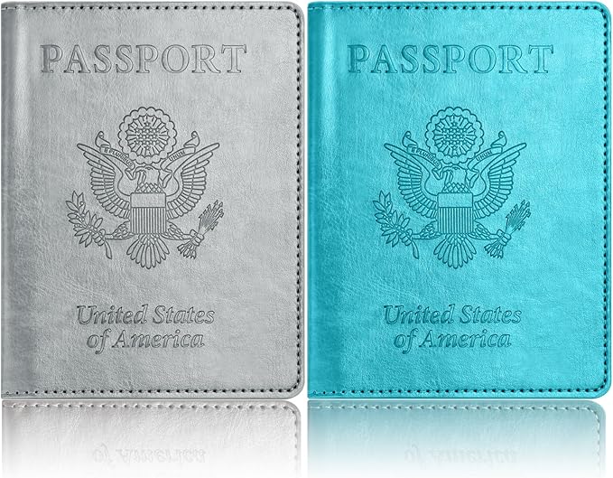 Eoehro Passport Holder for Travel Essentials-2Pack, Passport Wallet Cover Case for Travel Must Haves Accessories,Passport Book Holders for Women and Men