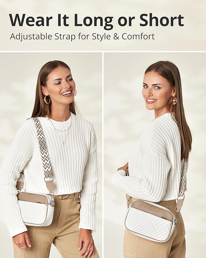 Vantamo Premium Quilted Crossbody Bags for Women with Anti-Pickpocket Clip, Vegan Leather Handbags, Travel Purses for Women