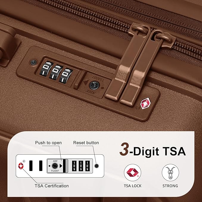 LARVENDER Luggage Sets 3 Piece, Expandable Hardside PP Carry On Luggage Suitcase with 360° Spinner Wheels TSA Lock Suitcase Set for Women Men, Maple