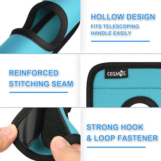 Cosmos 2 Sets Neoprene Luggage Handle Wraps Cover - Hollow Design Baggage Identifier Tags for Telescopic Handle Travel Suitcase Trolley Case, with PU Luggage Tag (Blue)