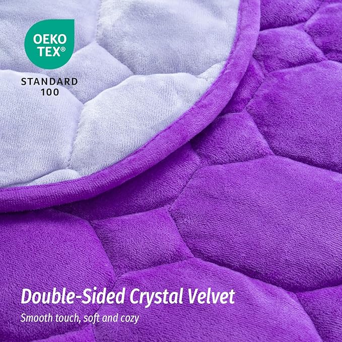 Wemore Weighted Lap Blanket 7lbs for Adults, Small Weighted Blanket for Travel, All-Season Weighted Lap Pad, Machine Washable, Dual Purple 24x29 inches